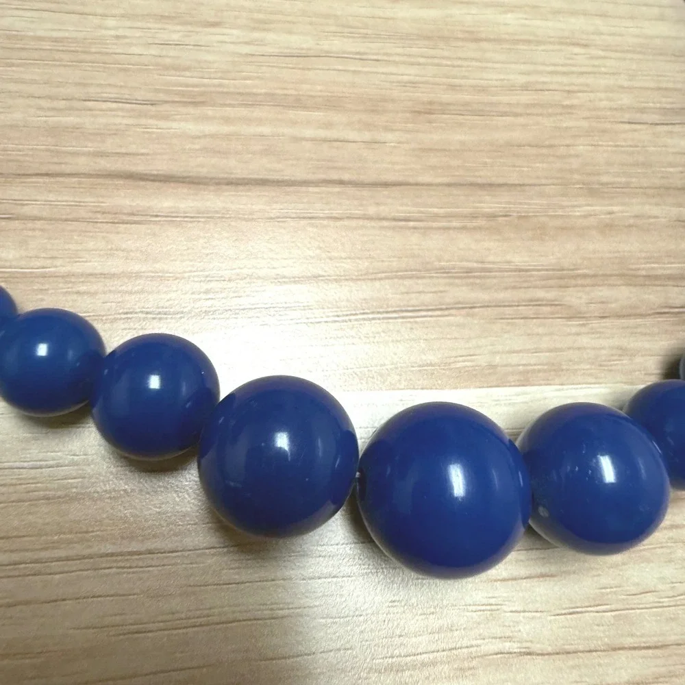 Vintage Style Royal Blue Chunky Graduated Bead Statement Necklace Adjustable
